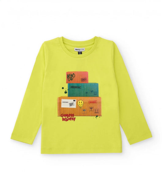 TucTuc NK Camiseta Manga Larga Estampado Cajas Y Pantalón Jogger Negro Con Estampado Grafitti