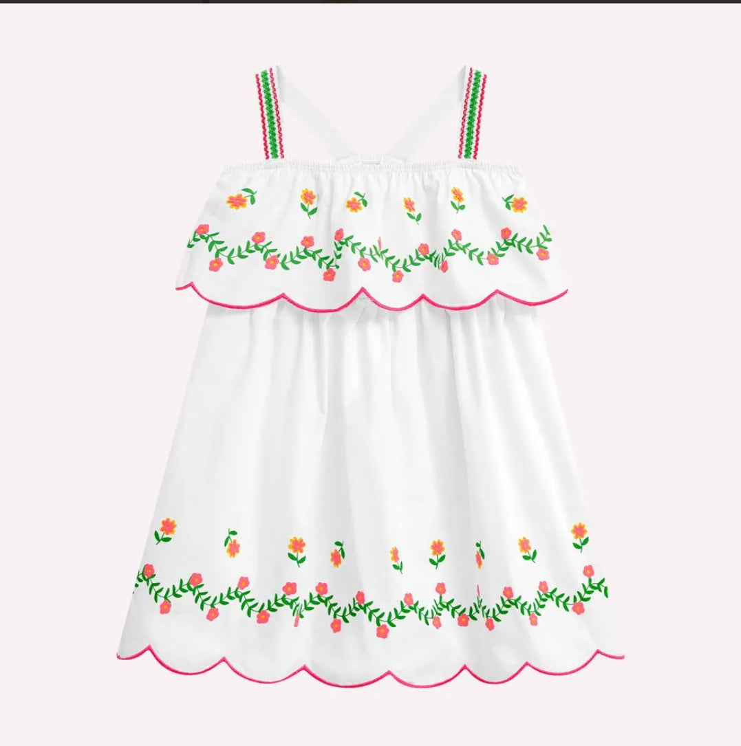 Nanai Vestido Infantil Blanco Florecitas