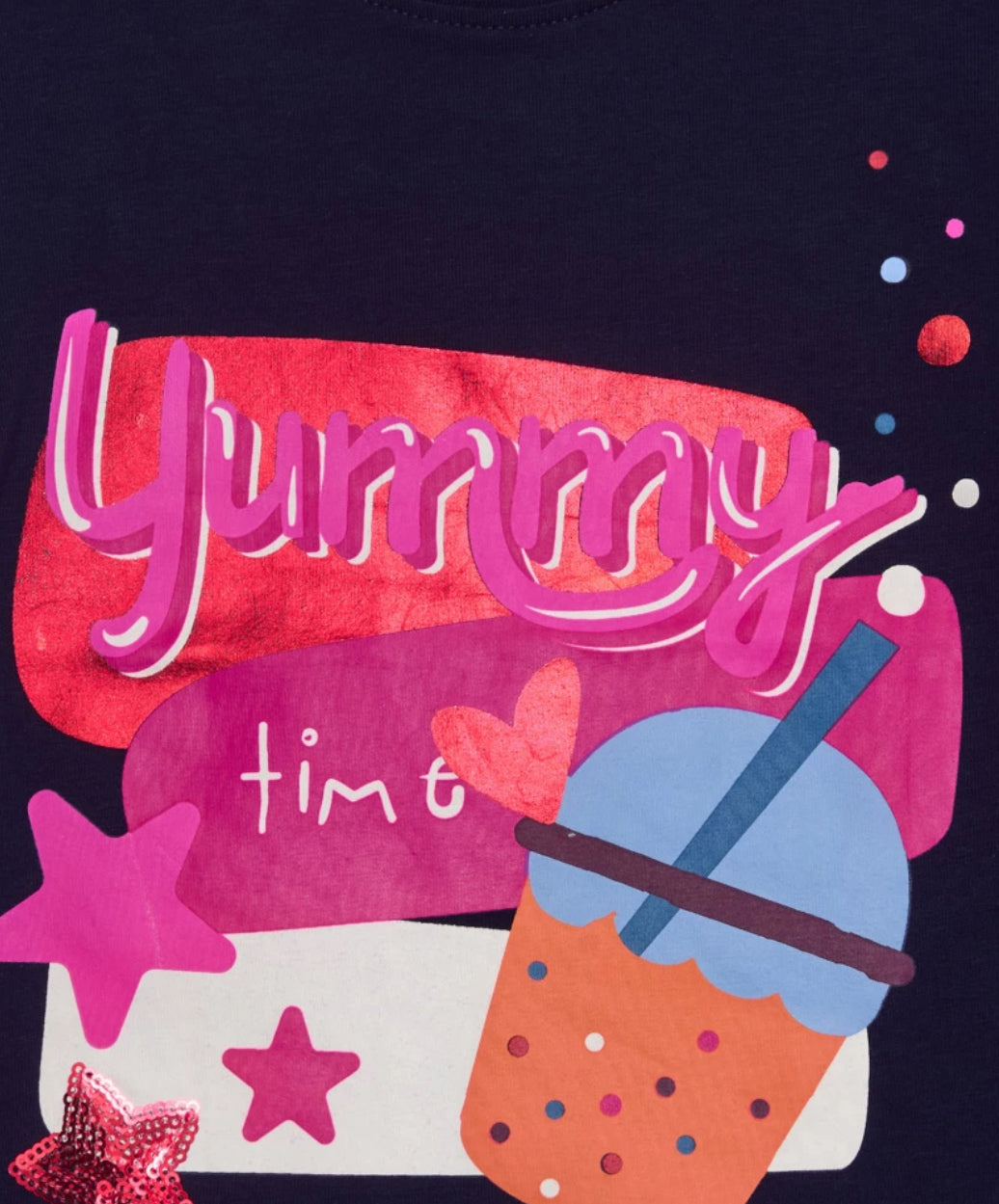 TucTuc Camiseta Azul Marino Detalles Brillantes Y Pantalón Vaquero De Estrellas.