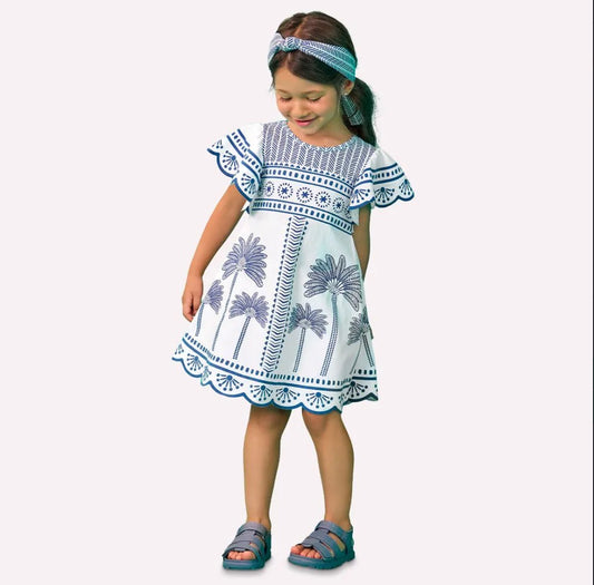 Nanai Vestido Infantil Niña Estampado Palmeras