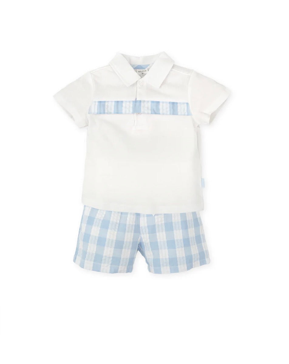 Tutto Piccolo Conjunto Polo Y Bermuda Cuadros Azul