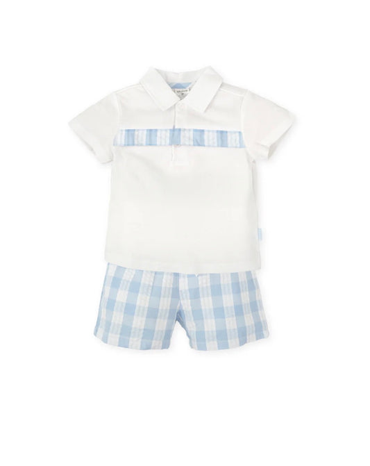 Tutto Piccolo Conjunto Polo Y Bermuda Cuadros Azul