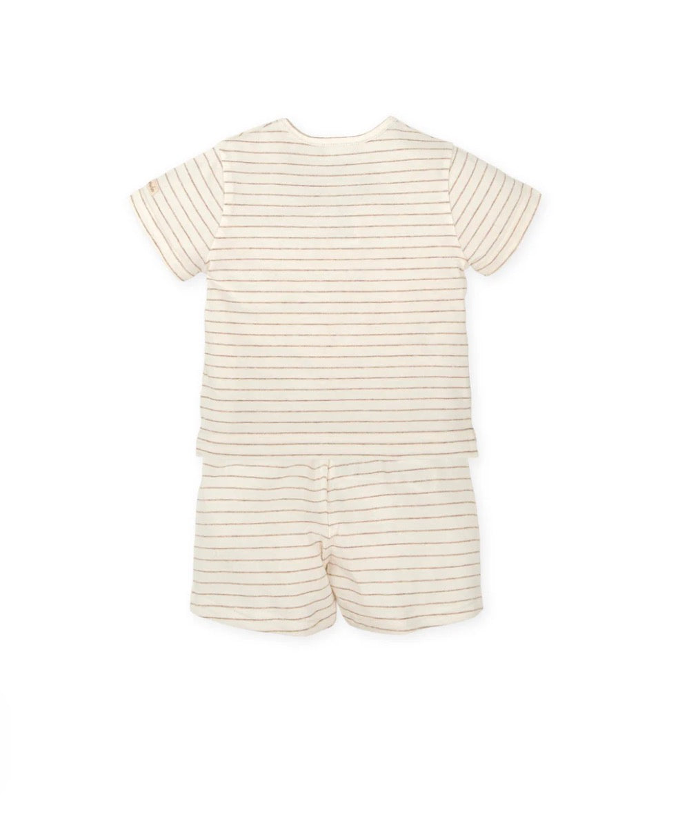 Tutto Piccolo Conjunto Camiseta Y Bermuda Rayas Peces