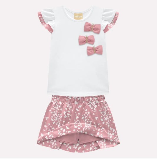 Milon Set Falda Pantalón Flores Rosa