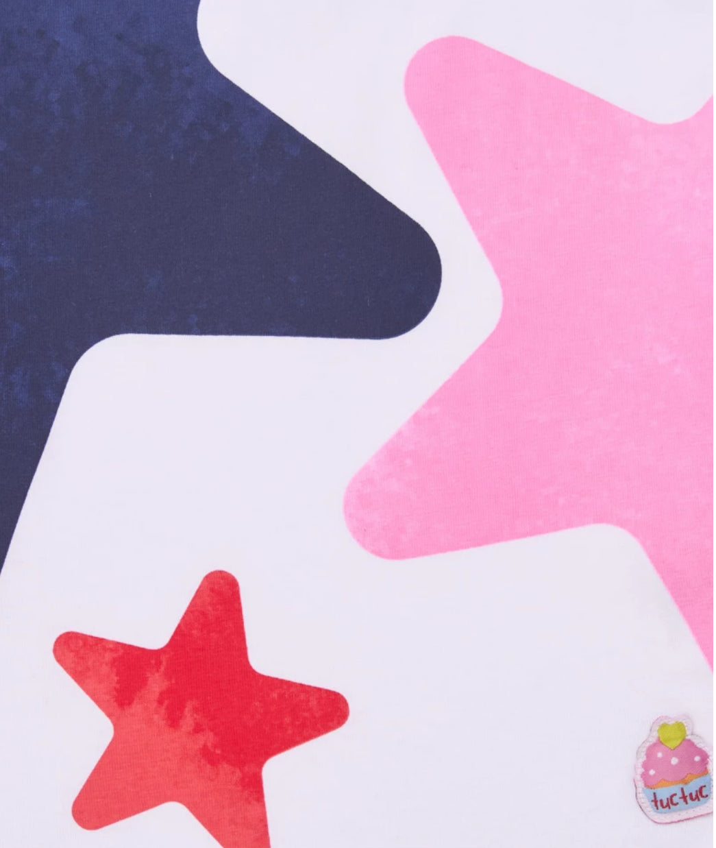 TucTuc Camiseta Blanca Manga Larga Estrellas Y Falda Plisada Multicolor.