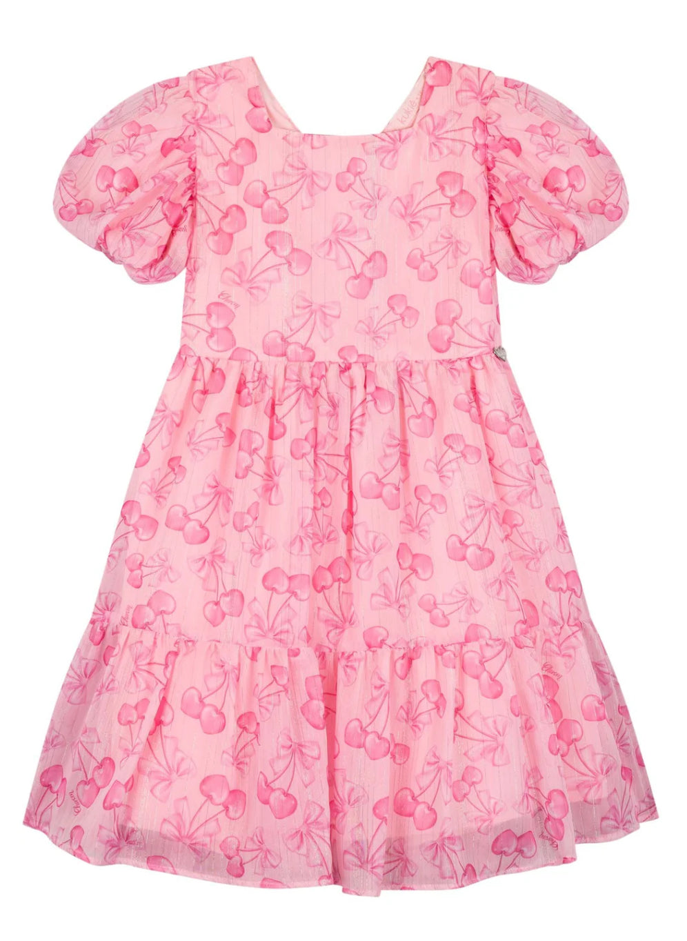 Kukiê Vestido Infantil Chifon Brilloso Rosa