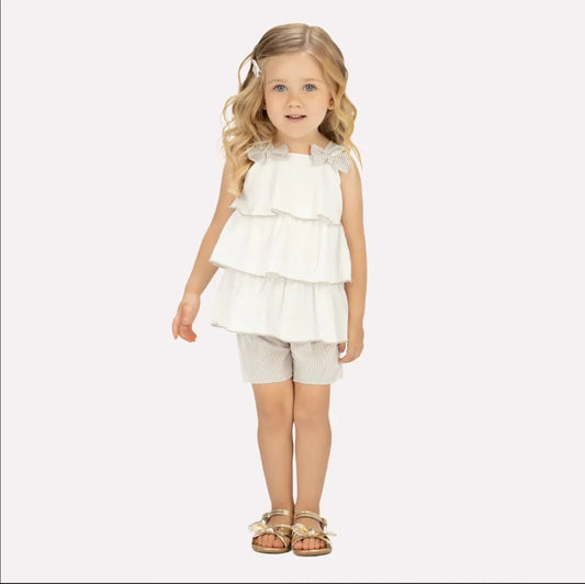 Milon Set Blusa Volantes Crema