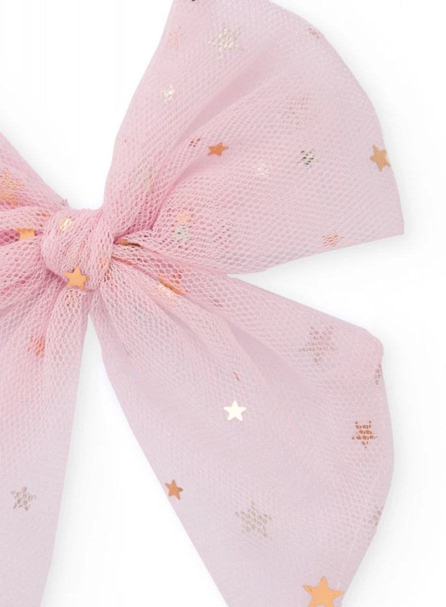 TucTuc Lazo Niña Tul Rosa Estrella Doradas