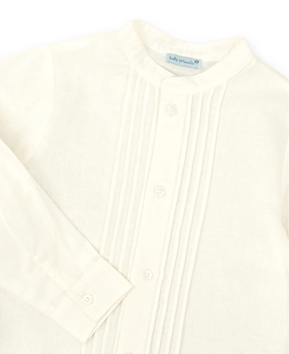 Tutto Piccolo Conjunto Camisa Manga Larga Pliegues Y Bermuda Lino Arena