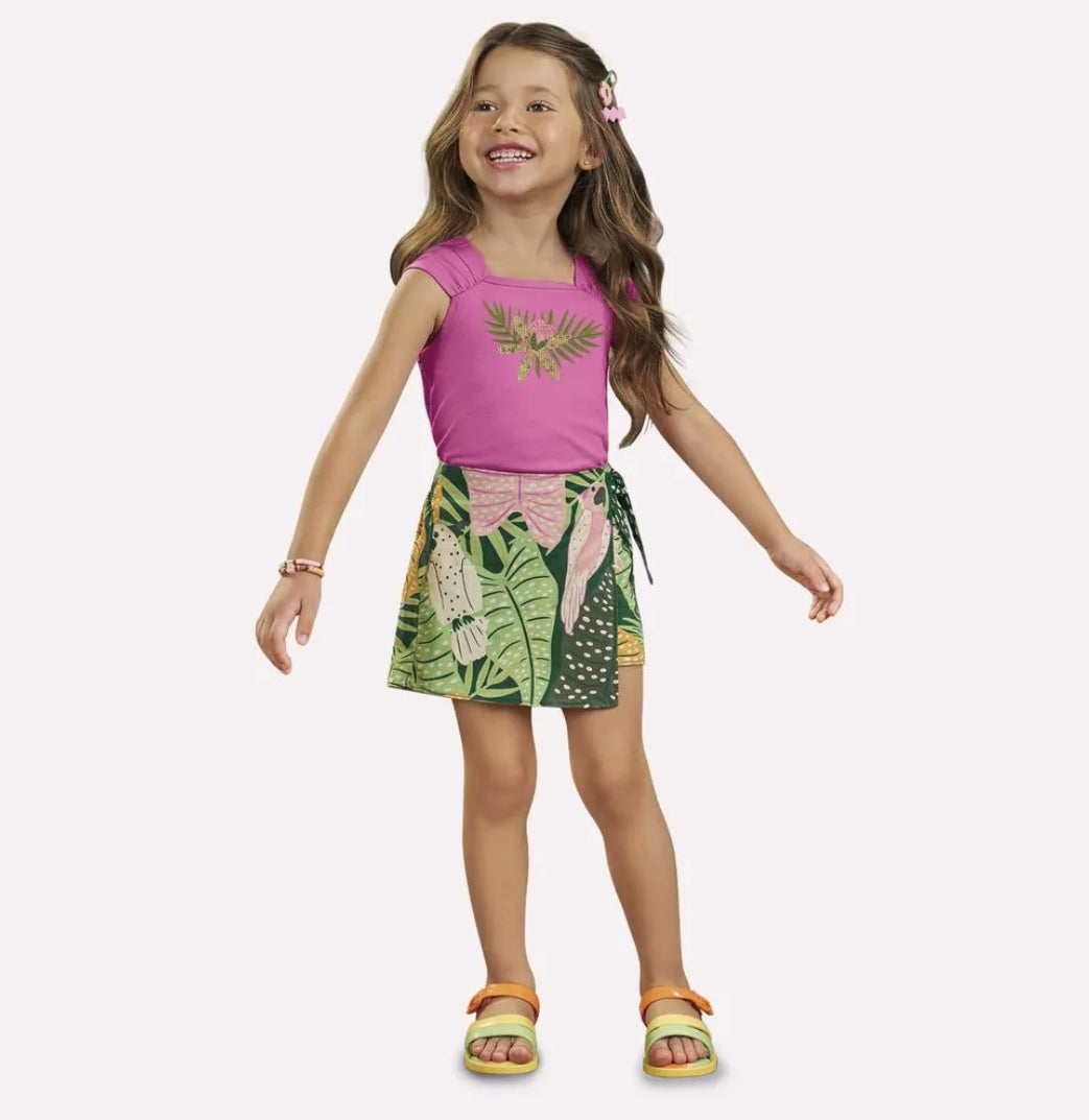 Nanai Conjunto Infantil Niña Hojas Verdes