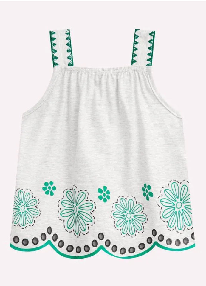 Nanai Conjunto Infantil Niña Verde Estampado Flores