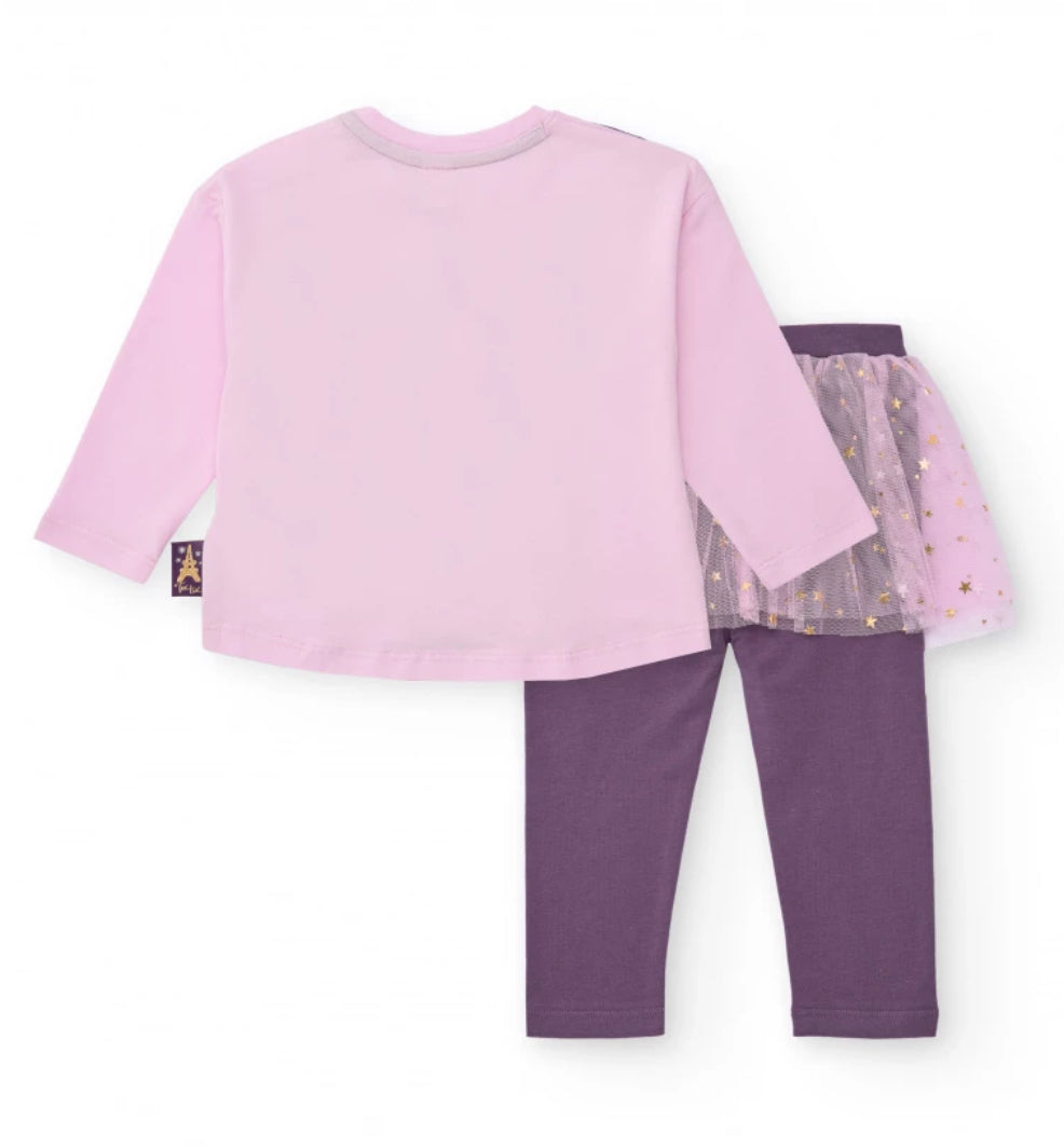 TucTuc Set Blusa y Mallas Niña Rosa y Morado Bailarina