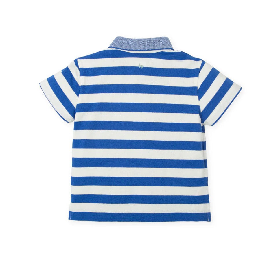 Tutto Piccolo Conjunto Polo Rayas Azul Y Bermuda Blanco