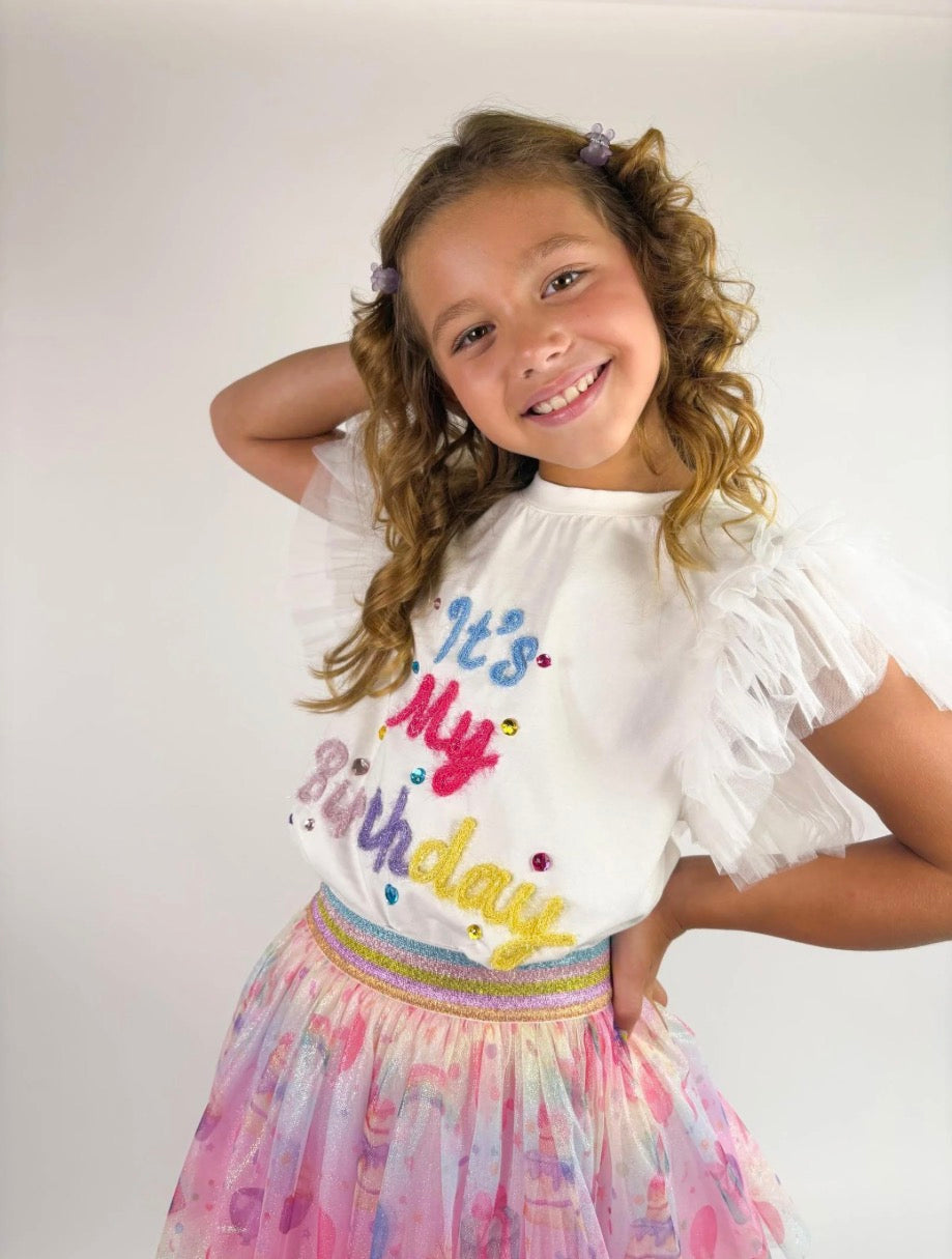 TWD It’s My Birthday Tulle Sleeve Top Birthday Collection