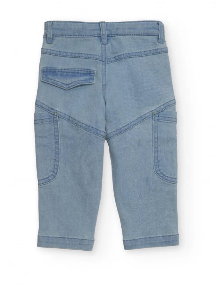 TucTuc Conjunto Niño Camisa Manga Larga Estampado Espacial Y Pantalón Denim Bordado Cohete