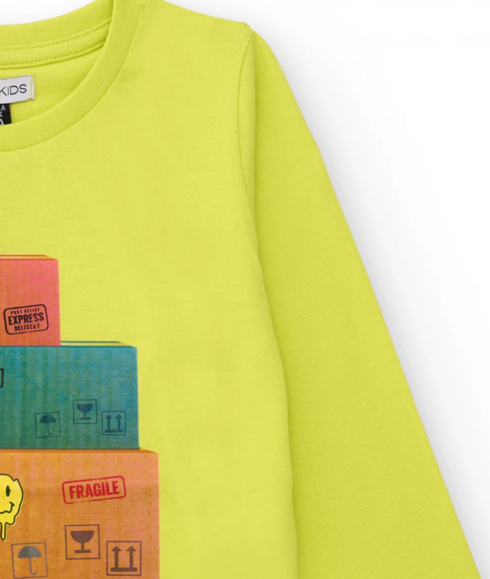 TucTuc NK Camiseta Manga Larga Estampado Cajas Y Pantalón Jogger Negro Con Estampado Grafitti