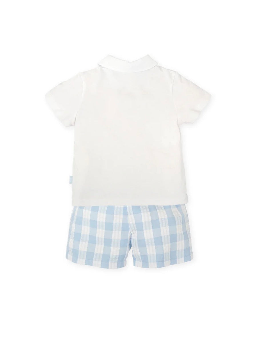 Tutto Piccolo Conjunto Polo Y Bermuda Cuadros Azul