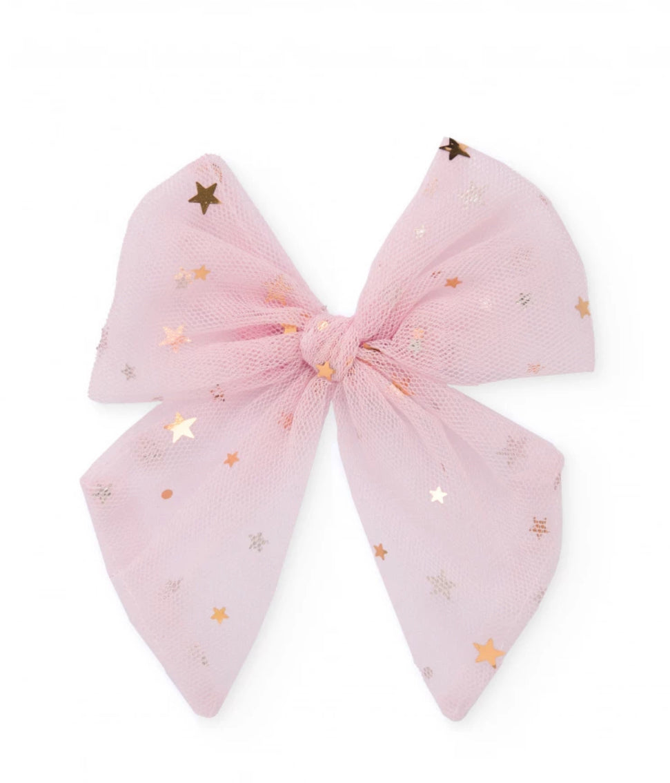 TucTuc Lazo Niña Tul Rosa Estrella Doradas