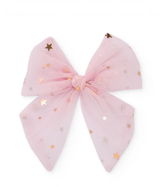 TucTuc Lazo Niña Tul Rosa Estrella Doradas