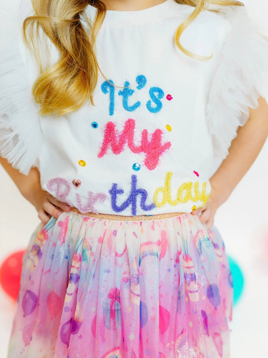 TWD It’s My Birthday Tulle Sleeve Top Birthday Collection