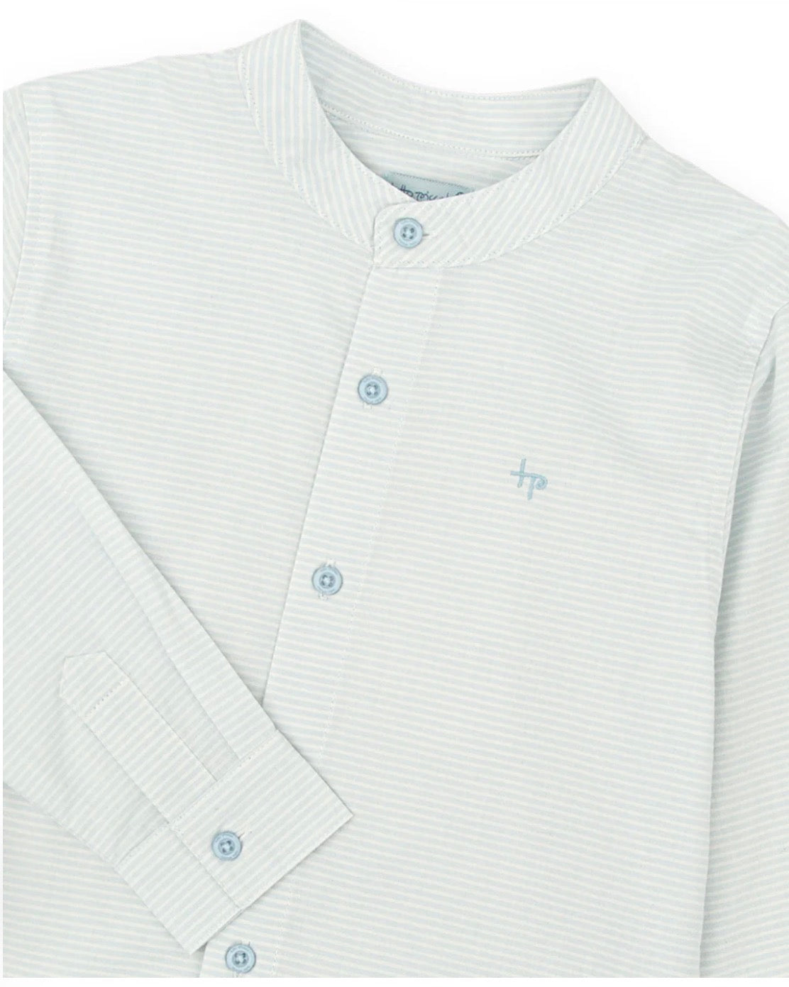 Tutto Piccolo Conjunto Camisa Manga Larga Rayas Y Short Lino Porcelana