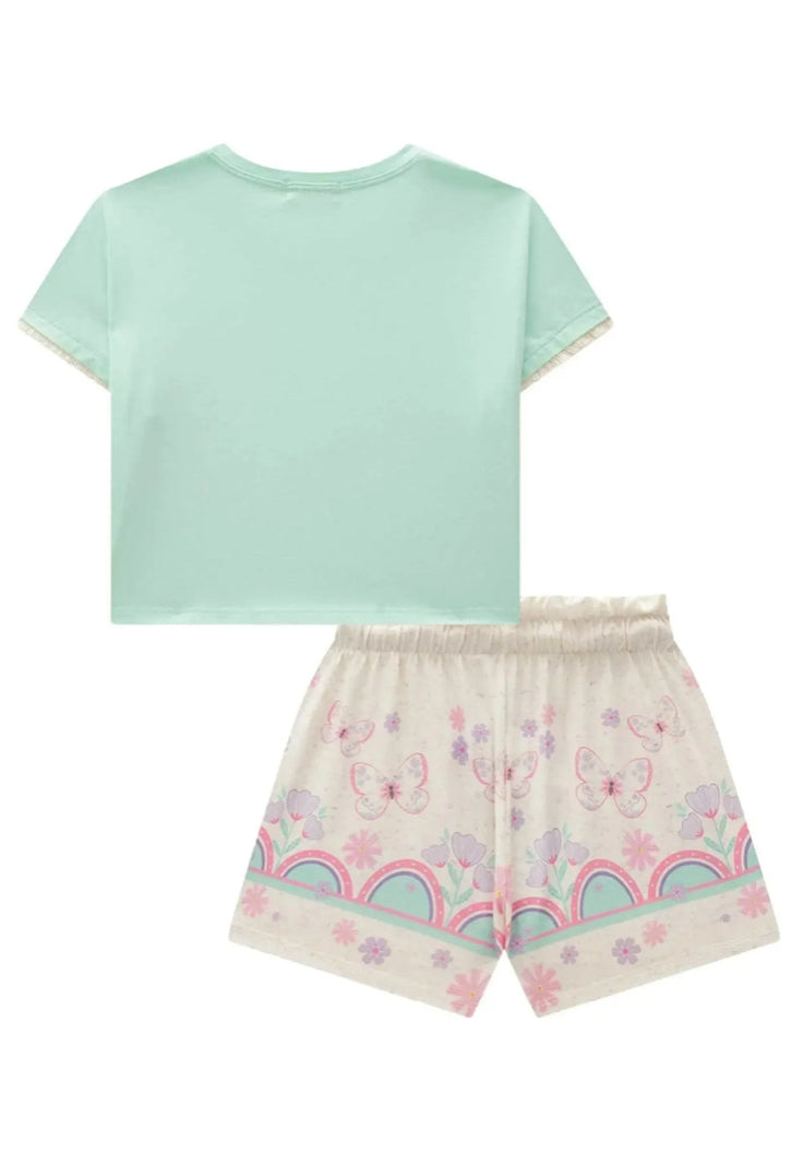 Flora By Infanti Conjunto Blusa Y Short Mariposa Verde