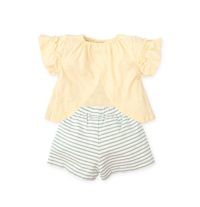 Tutto Piccolo Conjunto Camiseta Y Short Punto Ballena Amarillo