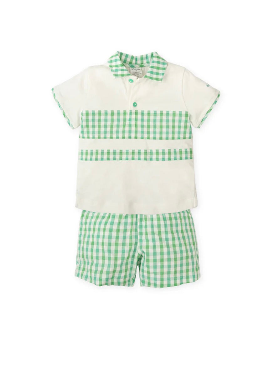 Tutto Piccolo Conjunto Polo Y Bermuda Vichy Verde