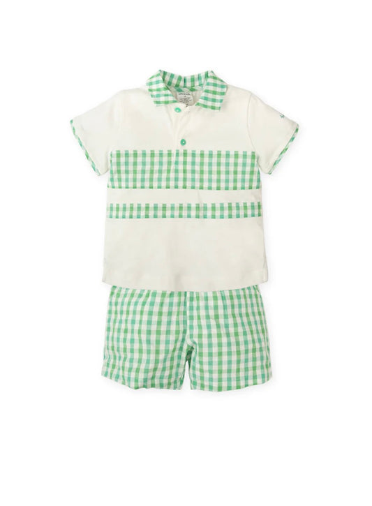Tutto Piccolo Conjunto Polo Y Bermuda Vichy Verde
