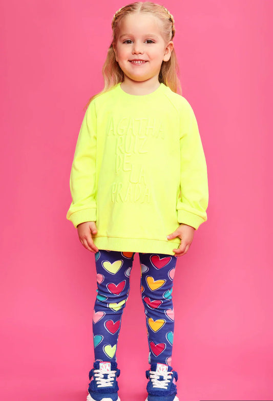AGATHA RUIZ DE LA PRADA CONJUNTO SUDADERA LIMA Y LEGGINS CORAZONES