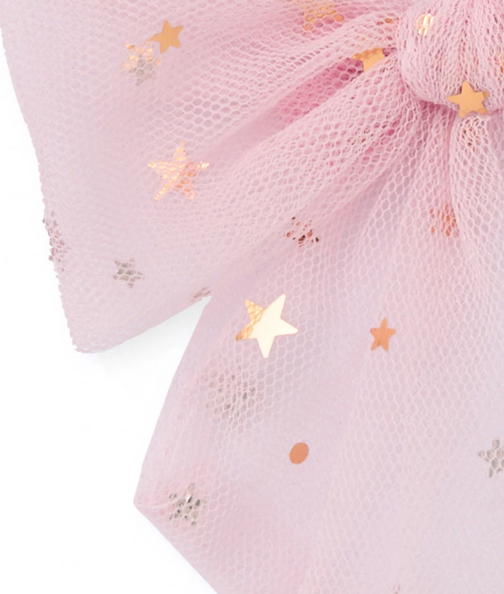 TucTuc Lazo Niña Tul Rosa Estrella Doradas