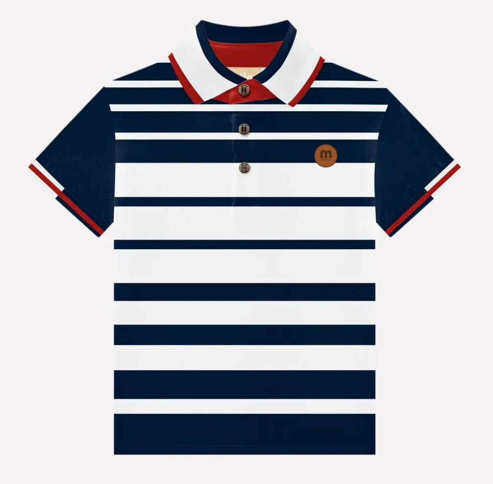 Milon Polo Niño Rayas Con Bermuda Rojo Ref.2001064-6826