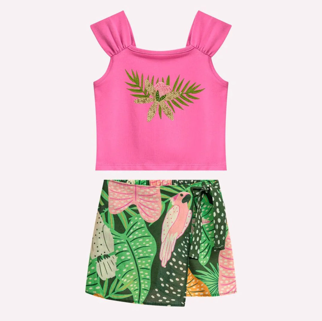 Nanai Conjunto Infantil Niña Hojas Verdes