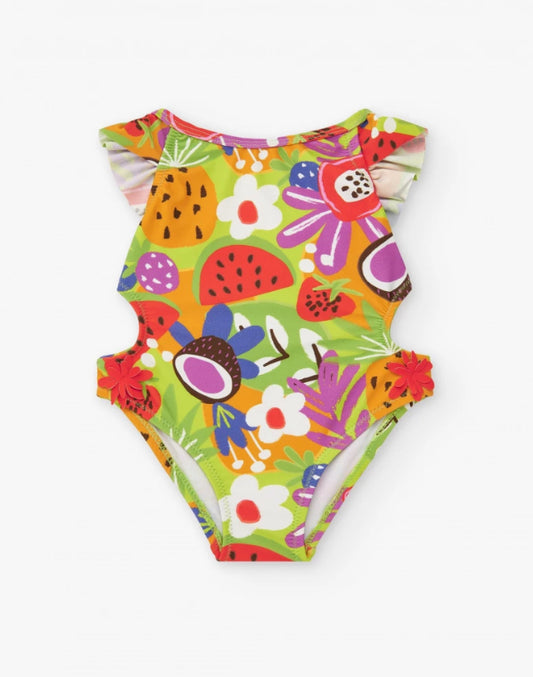 TucTuc Vacay Feelings Trikini Para Niña Con Estampado De Frutas Y Volantes
