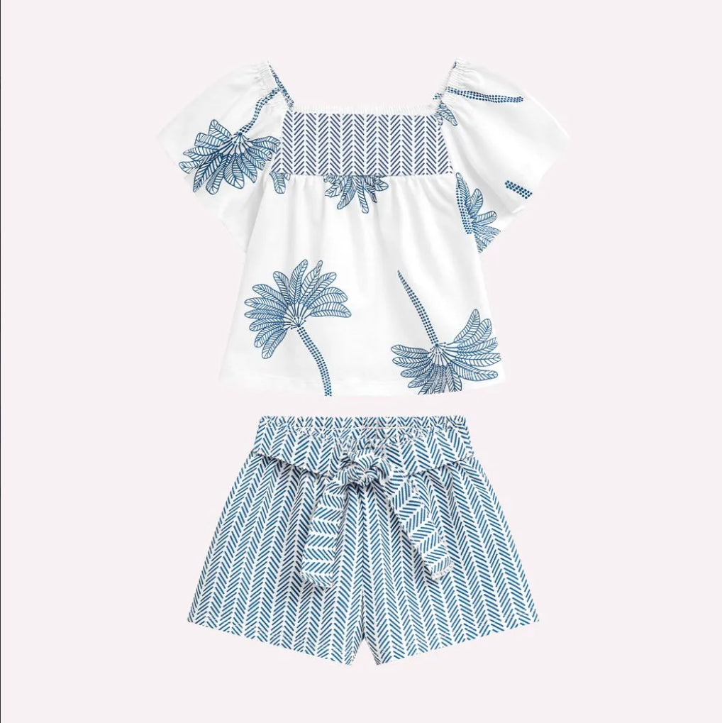 Nanai Conjunto Infantil Niña Palmeras Azules