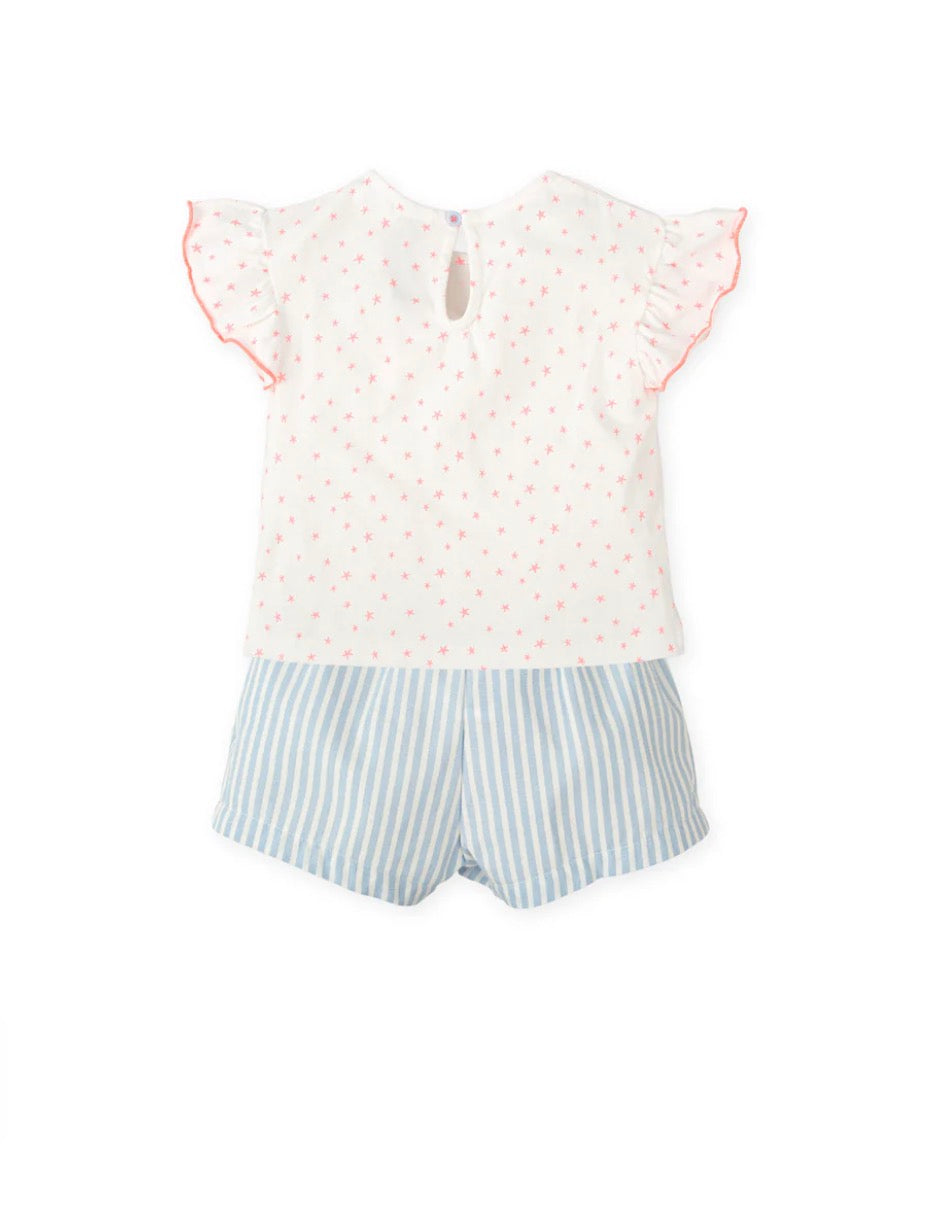 Tutto Piccolo Conjunto Top Estrellas Y Short Rayas Porcelana