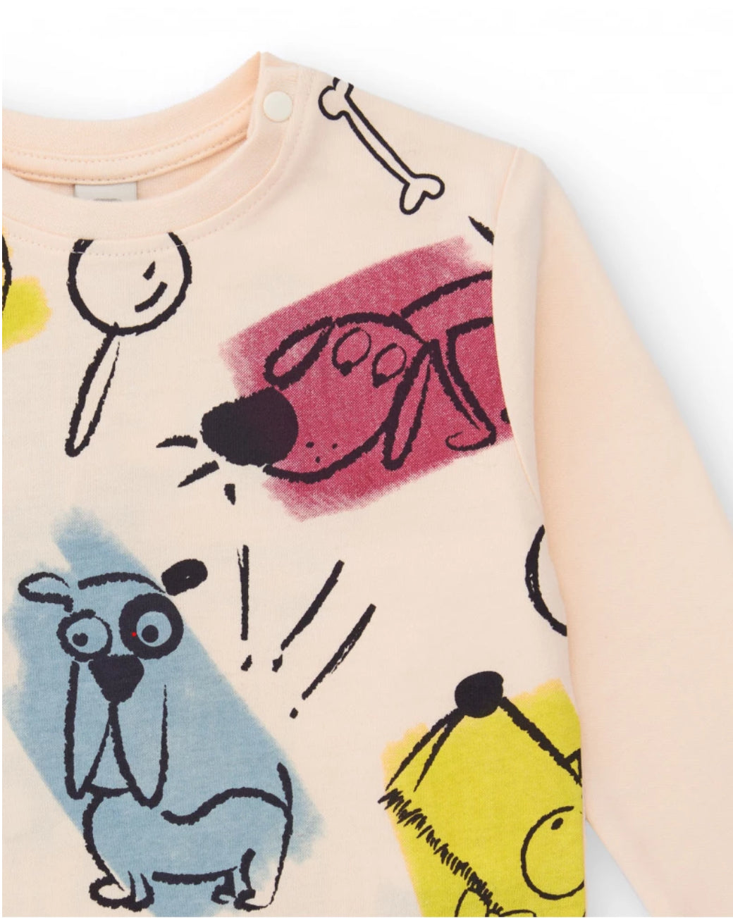 TucTuc Conjunto Niño Camiseta Manga Larga Estampado Perros Pantalón jogger azul marino con bolsillos cargo