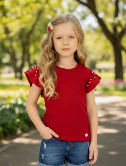 Milon Top Volante En La Manga Roja