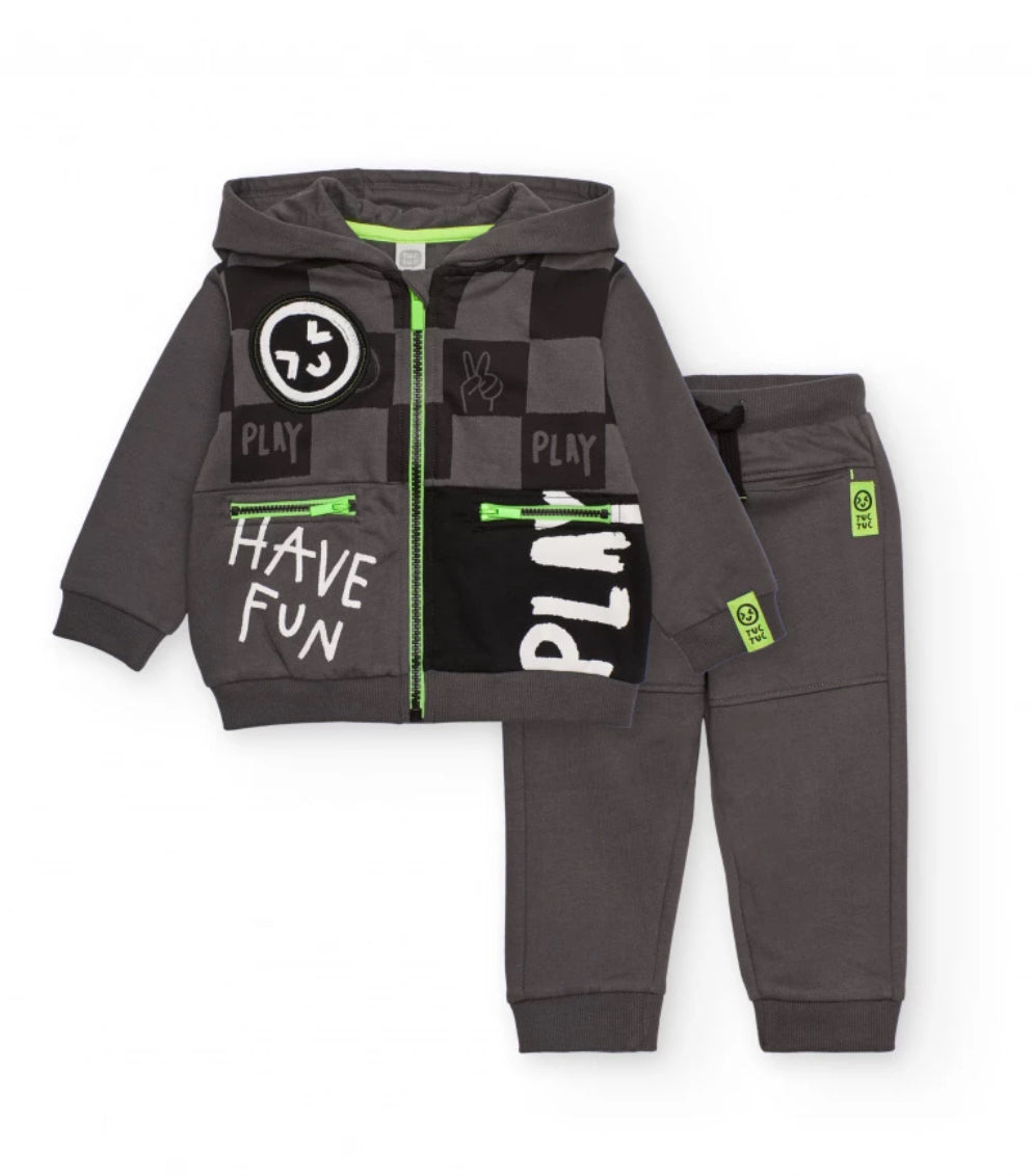 TucTuc Conjunto Sudadera Niño Gris Estampado Gráfico