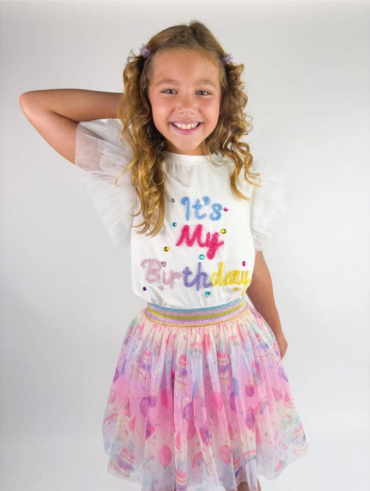TWD It’s My Birthday Tulle Sleeve Top Birthday Collection