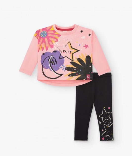 TucTuc Set Jersey T-Shirt And Legging Pink / Cosmic Girl Collection