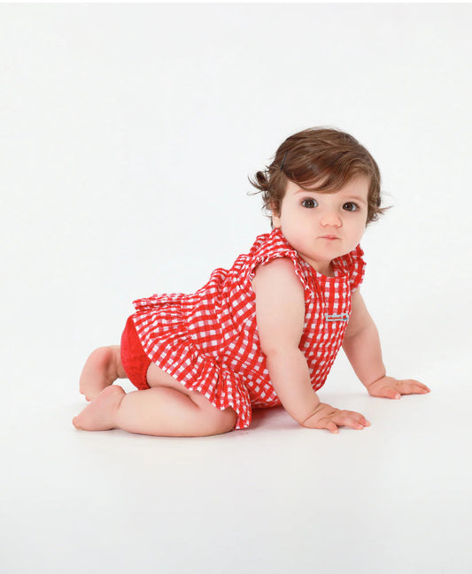 Tutto Piccolo Vestido Con Braguita Vichy Rojo Bebé