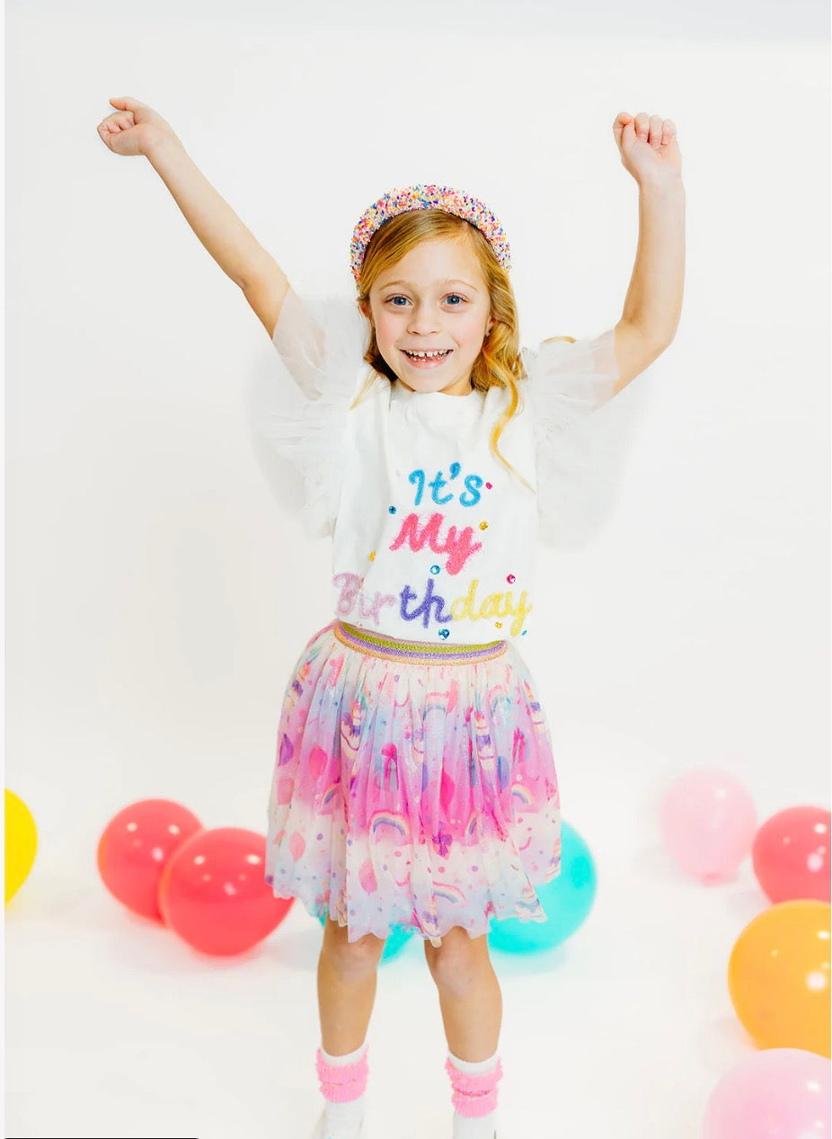 TWD It’s My Birthday Tulle Sleeve Top Birthday Collection
