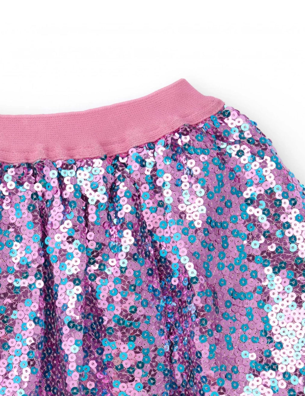 TucTuc Conjunto Camiseta Manga Larga Rosa Estampados Arcoíris Estrellas y Falda Lentejuelas Multicolor