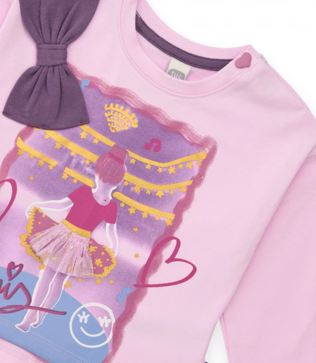 TucTuc Set Blusa y Mallas Niña Rosa y Morado Bailarina