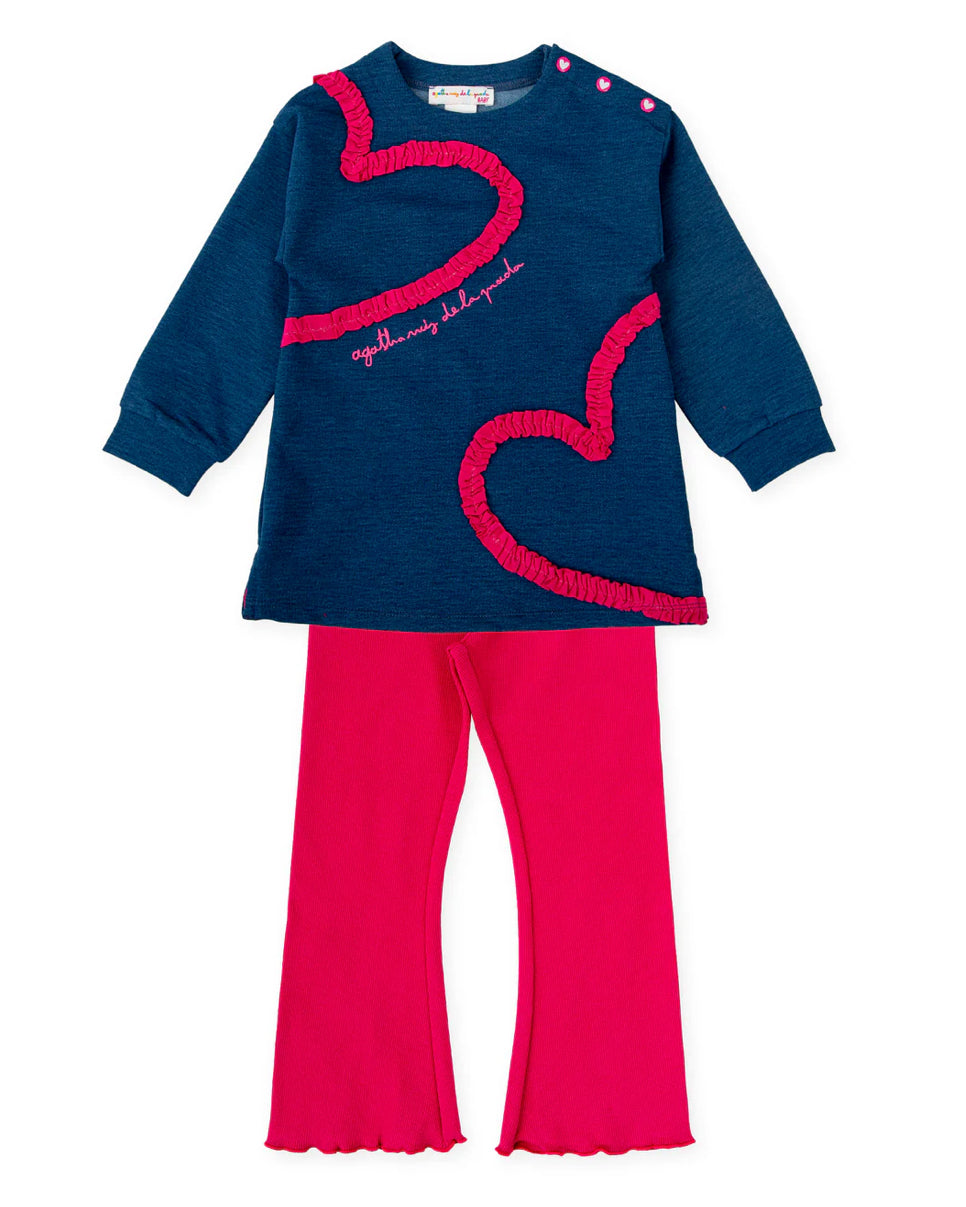 AGATHA RUIZ DE LA PRADA CONJUNTO SUDADERA ÍNDIGO Y LEGGINS FUCSIA