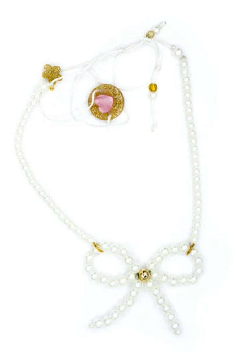 Lilies & Roses Bow French Pearl Necklace