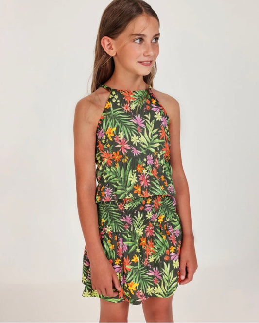 TucTuc NK Top Fruncido Y Falda Con Cintura Fruncida