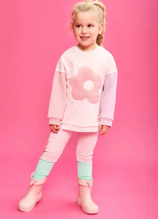 AGATHA RUIZ DE LA PRADA CONJUNTO SUDADERA FLOR Y LEGGINS ROSA