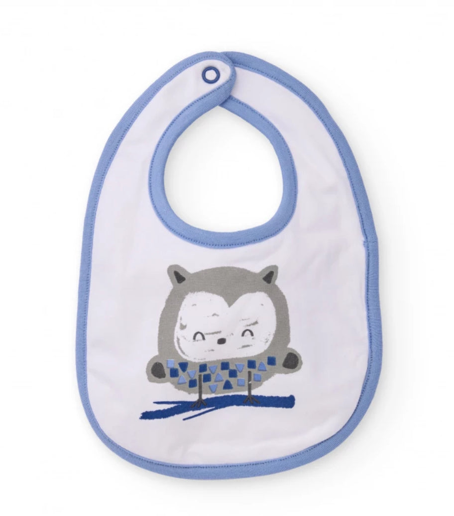 TucTuc Set de dos baberos para bebé niño en tonos azul y blanco con divertidos estampados de búhos